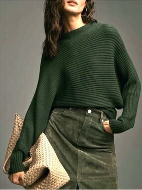 Anthropologie The Kendall Mock-Neck Sweater Green
